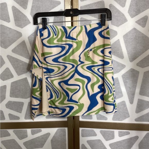 Patterned Blue,Green and Cream Skirt - Picture 1 of 3